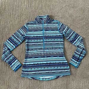 Nike Blue Patterned 3/4 Zip Jacket